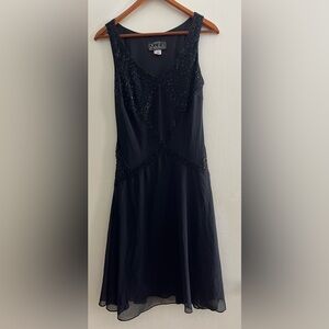 Alex Evenings Black Beaded Sleeveless Dress Size 10P